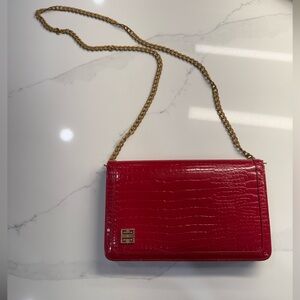 Red Givenchy Croc-Embossed Chain Bag - Has Damage